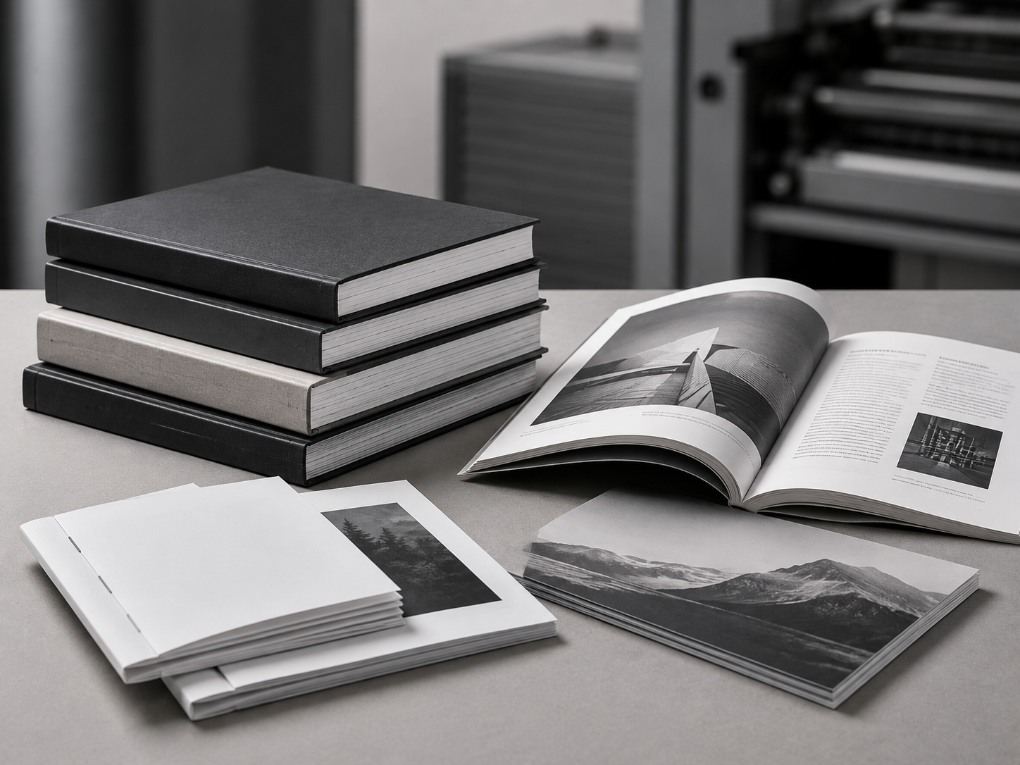 Открытая книга и печатные материалы